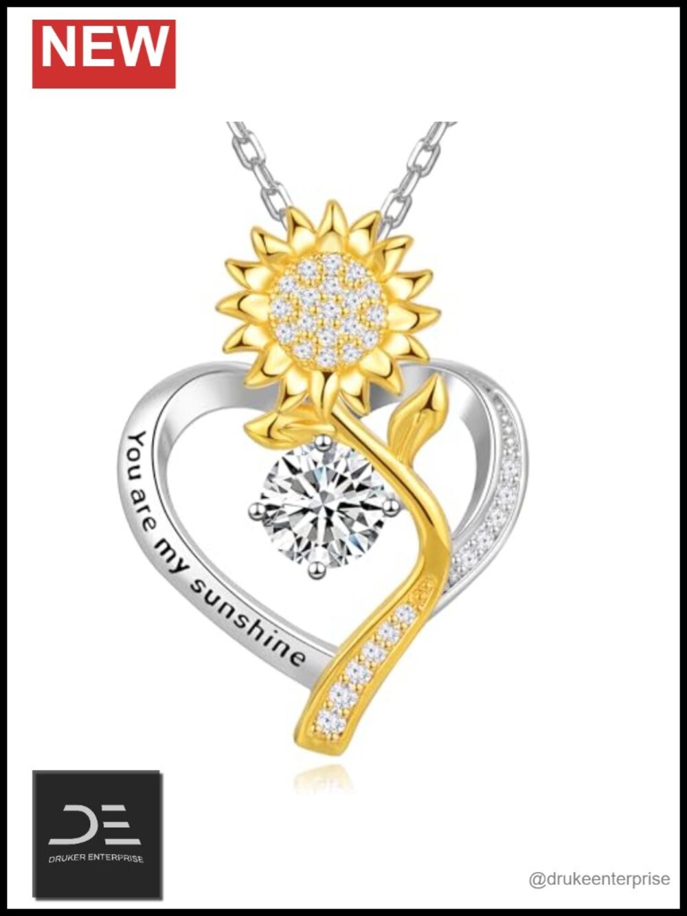 925 Sterling Silver Sunflower Pendant Necklace for Women Gift Idea